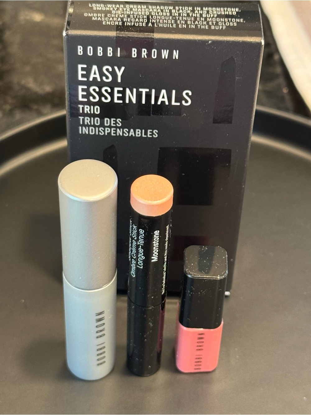 Bobbi Brown Easy Essentials Trio Moonstone Eyes, Black Mascara & In The Buff Lip